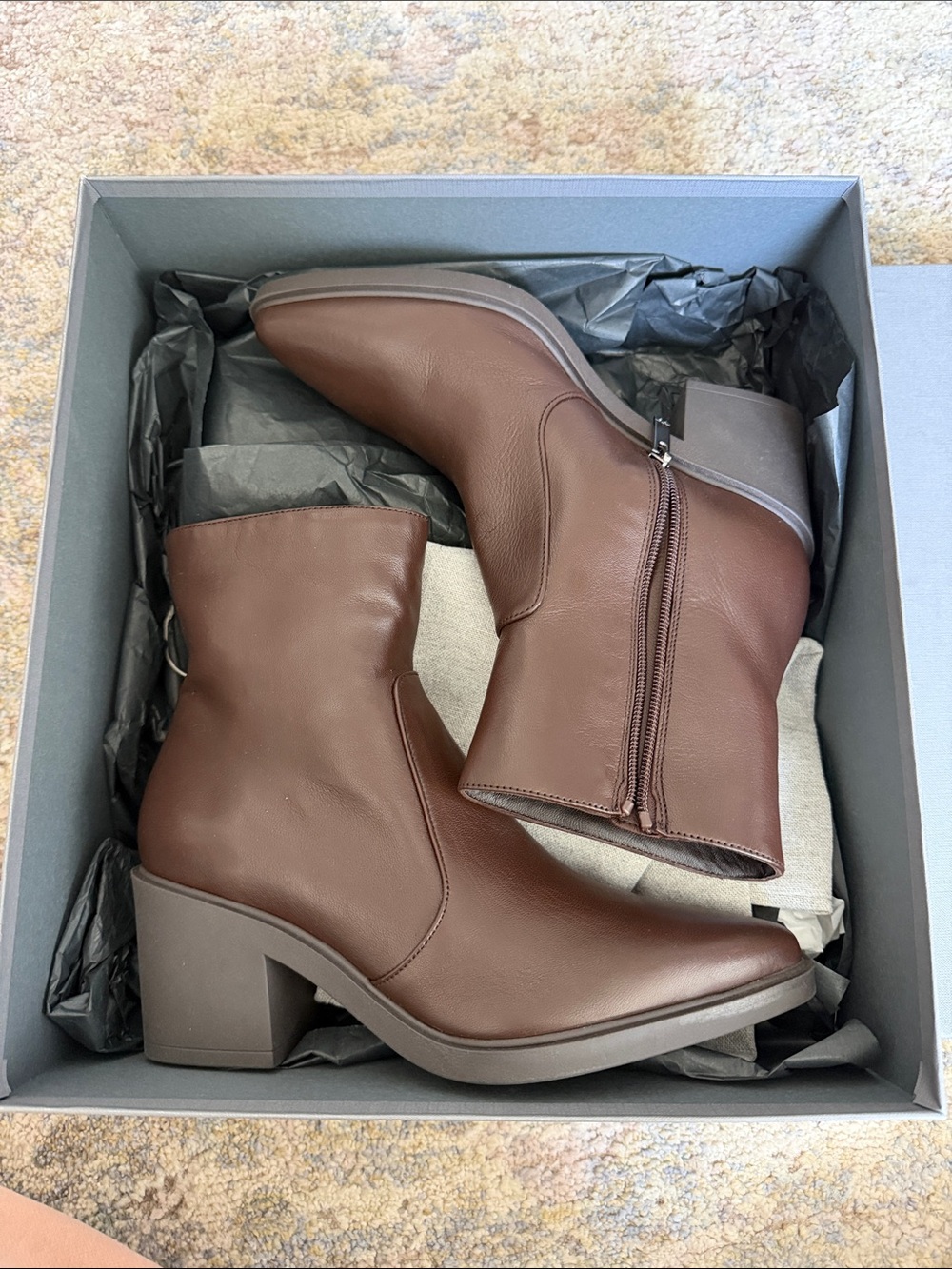 Aquatalia Chocolate Brown Leather Ankle Boots